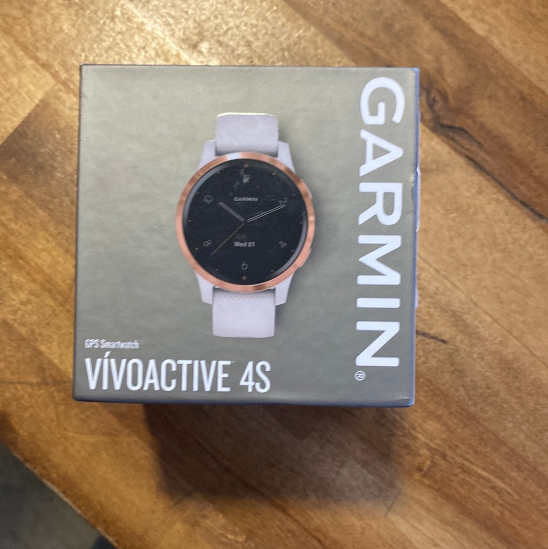 Garmin vivoactive 4S, Smaller-Sized GPS Smartwatch Rose Gold with White Band - $210
