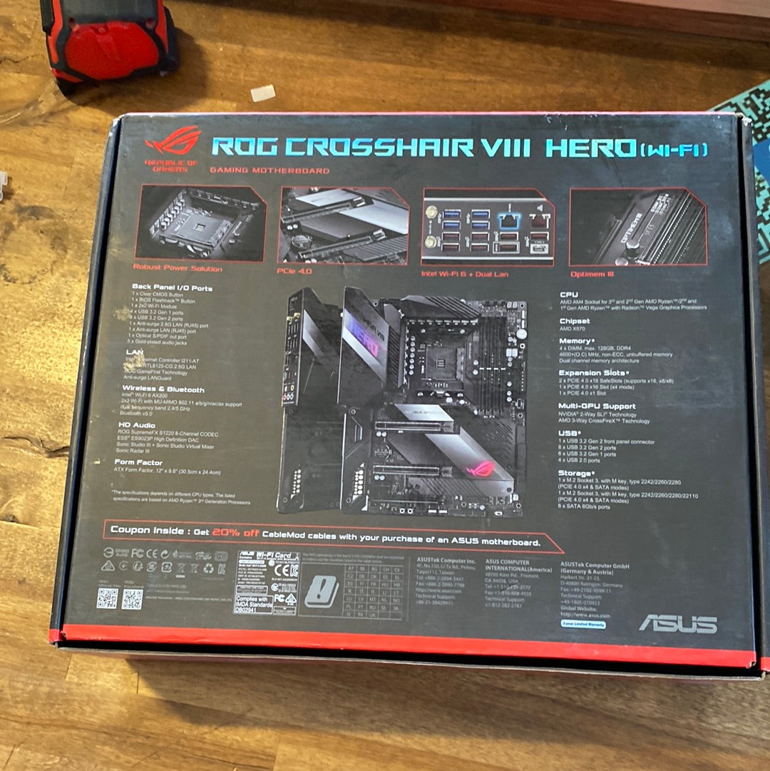 ASUS Republic of Gamers Crosshair VIII Hero (Wi-Fi) AM4 ATX Motherboard - $250