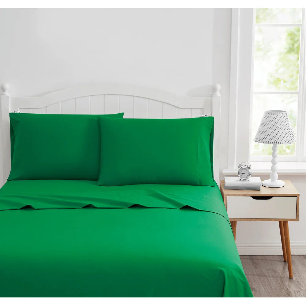 Crayola Cotton Percale Solid Color Sheet Set, Green - Twin - $30