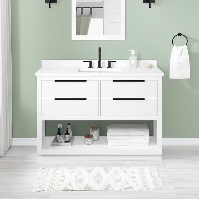 Origin 21 Beecham 48-in Almond WhiteUndermount Single Sink Bathroom Vanity w/ Top - $540