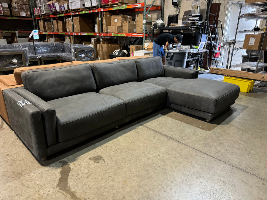 McLain 2-Piece Sectional with Chaise, Charcoal - $750