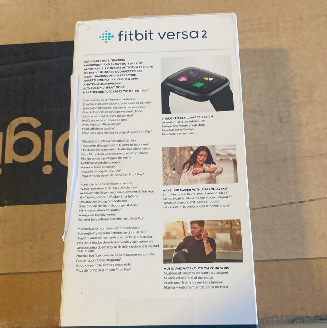 Fitbit Versa 2 Health and Fitness Smartwatch, Black/Carbon - $90