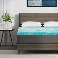 EGO HOME 4 inch Cooling Gel Memory Foam Mattress Topper, King, Blue - $65