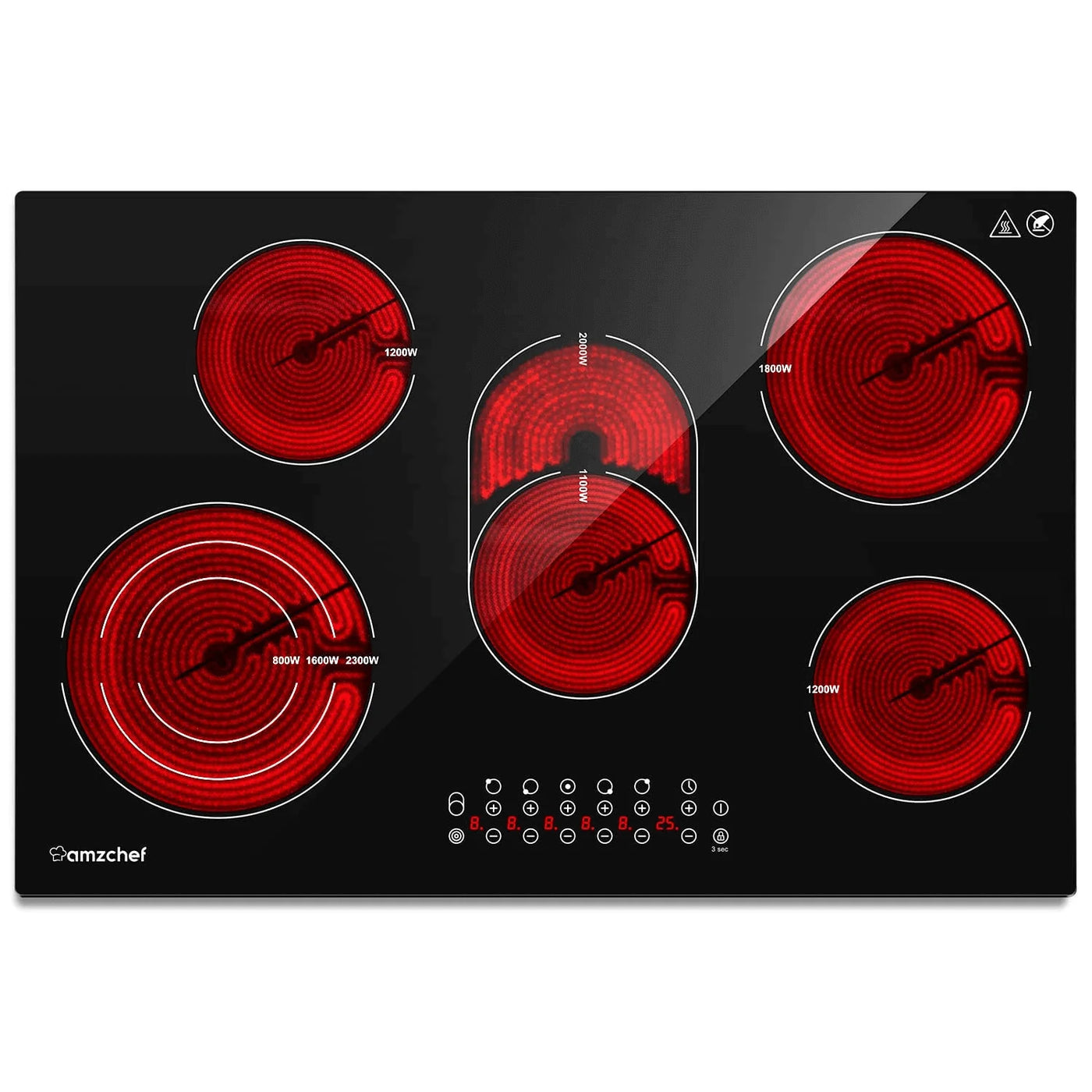 AMZCHEF Built-in Induction Stove With 5 Burners Triple and Toasting Zone - $220