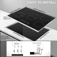 AMZCHEF Built-in Induction Stove With 5 Burners Triple and Toasting Zone - $220