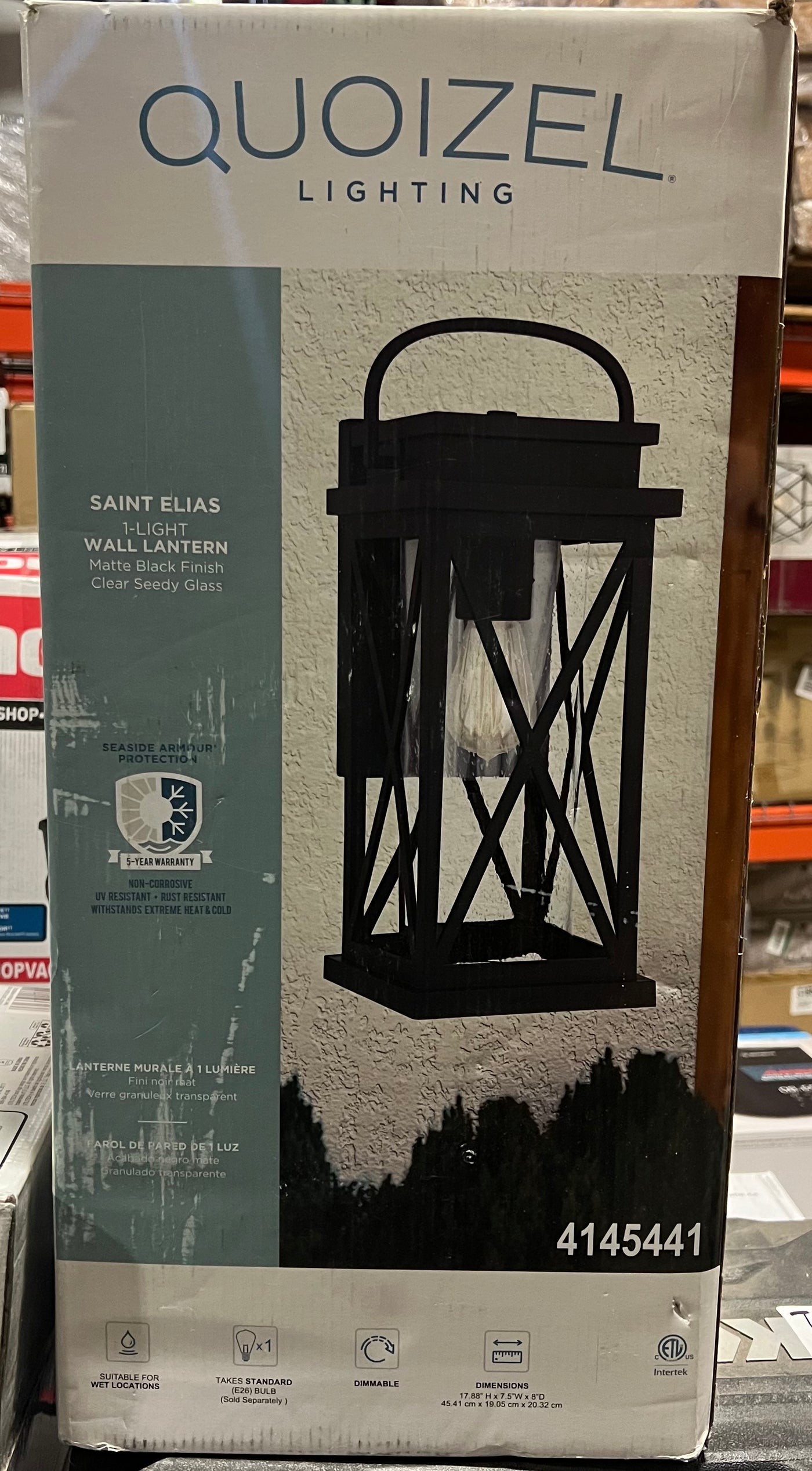 Quoizel Saint Elias 1-Light 17.88-in Matte Black Outdoor Wall Light - $60