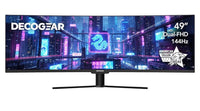 (Entry) Deco Gear Curved 49” Super Ultrawide Gaming Monitor, 32:9 WDFHD 3840×1080, 144Hz, 3ms, 3000:1 VA, HDR400, Adaptive Sync, USB-C 65W, HDMI/DP, PBP/PIP, KVM, 1800R, American Seller