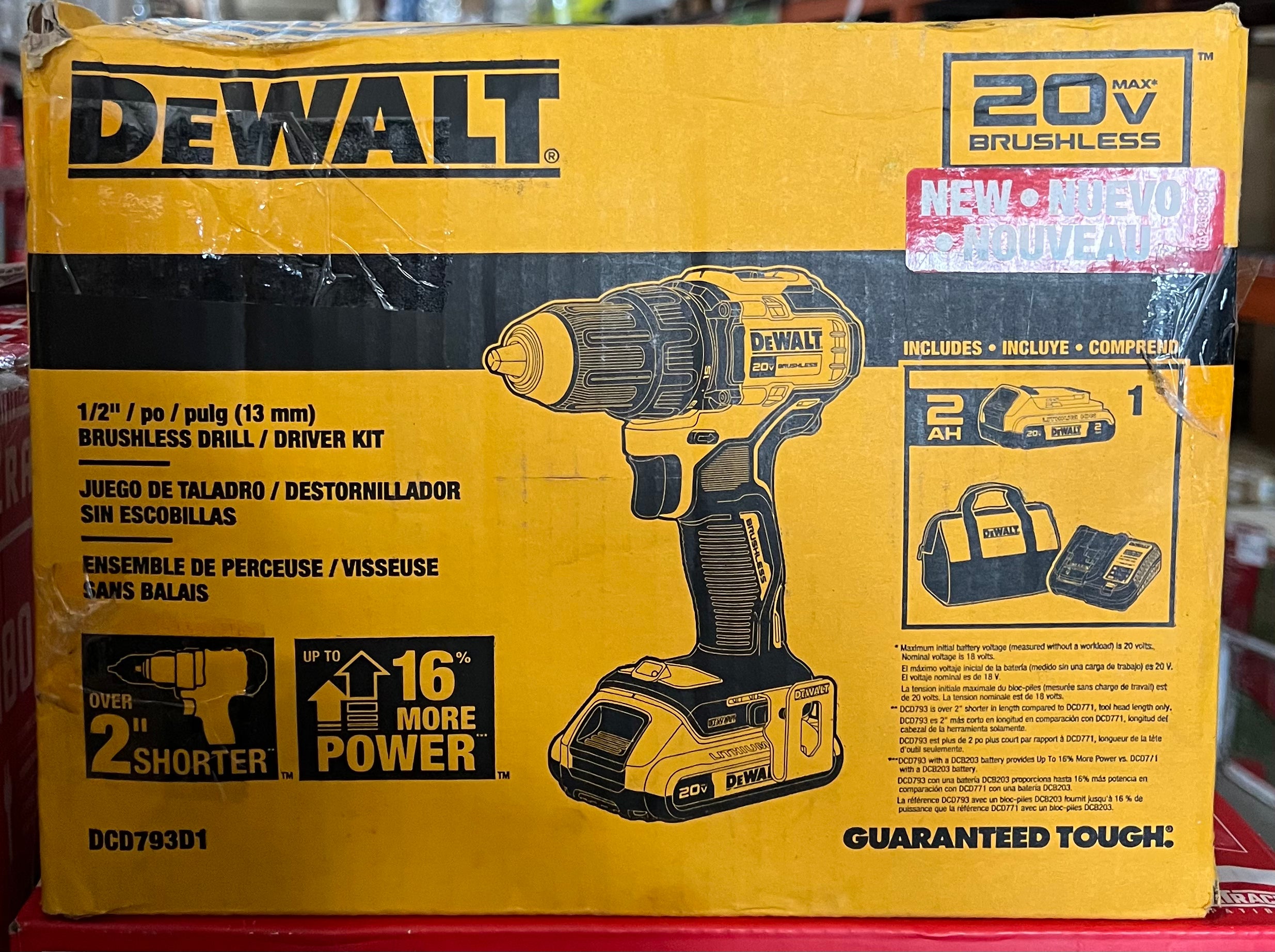 DEWALT 20-volt Max Brushless Drill (1-Battery, Charger and Soft