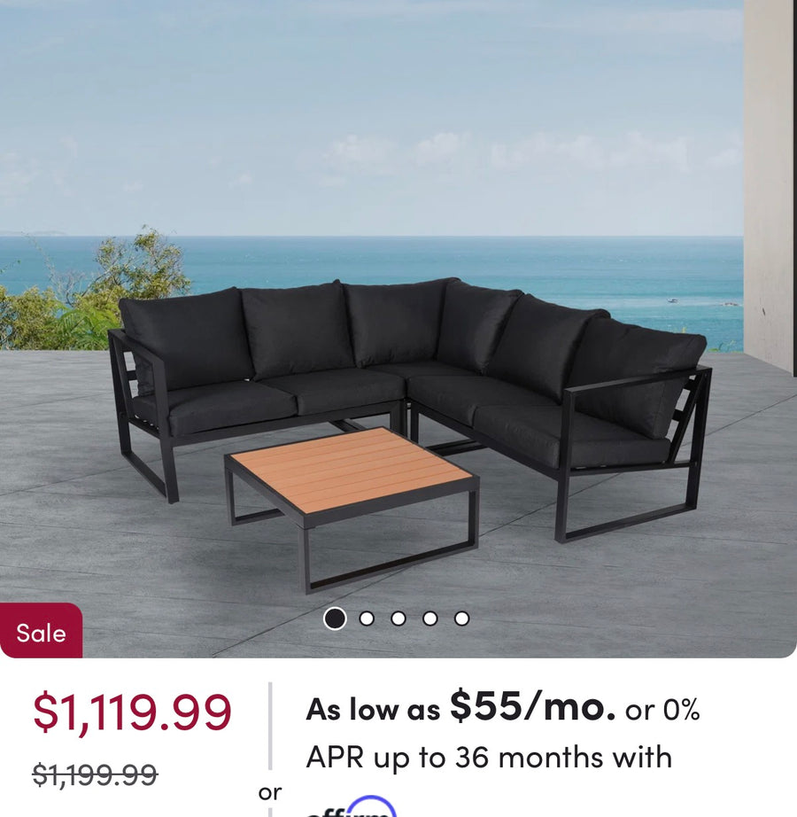 Monaco Contemporary Outdoor Sectional - Slate Grey