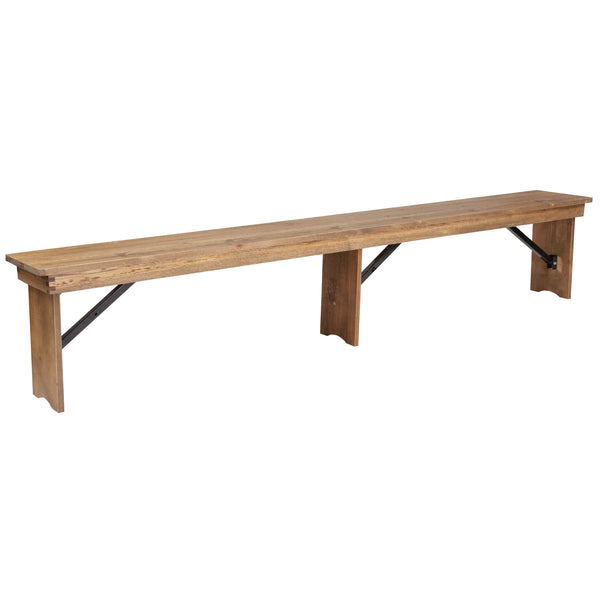 HERCULES Series 8' x 12'' Solid Pine Folding Farm Bench with 3 Legs - $90