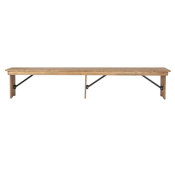 HERCULES Series 8' x 12'' Solid Pine Folding Farm Bench with 3 Legs - $90