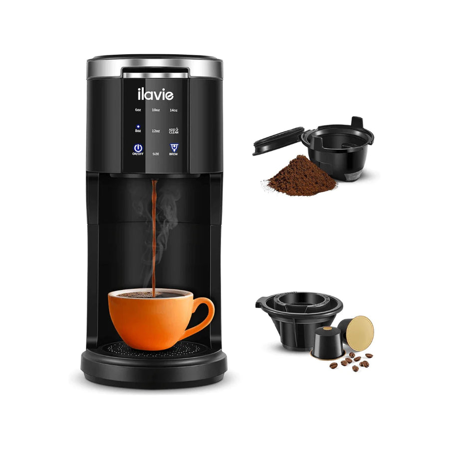 ILAVIE Single Serve Coffee Maker for K Cup & Ground Coffee K7 - $55