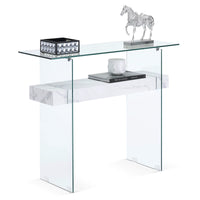 Ivinta Narrow Glass Console Table with Storage Modern Sofa Table,Entryway Table - $120