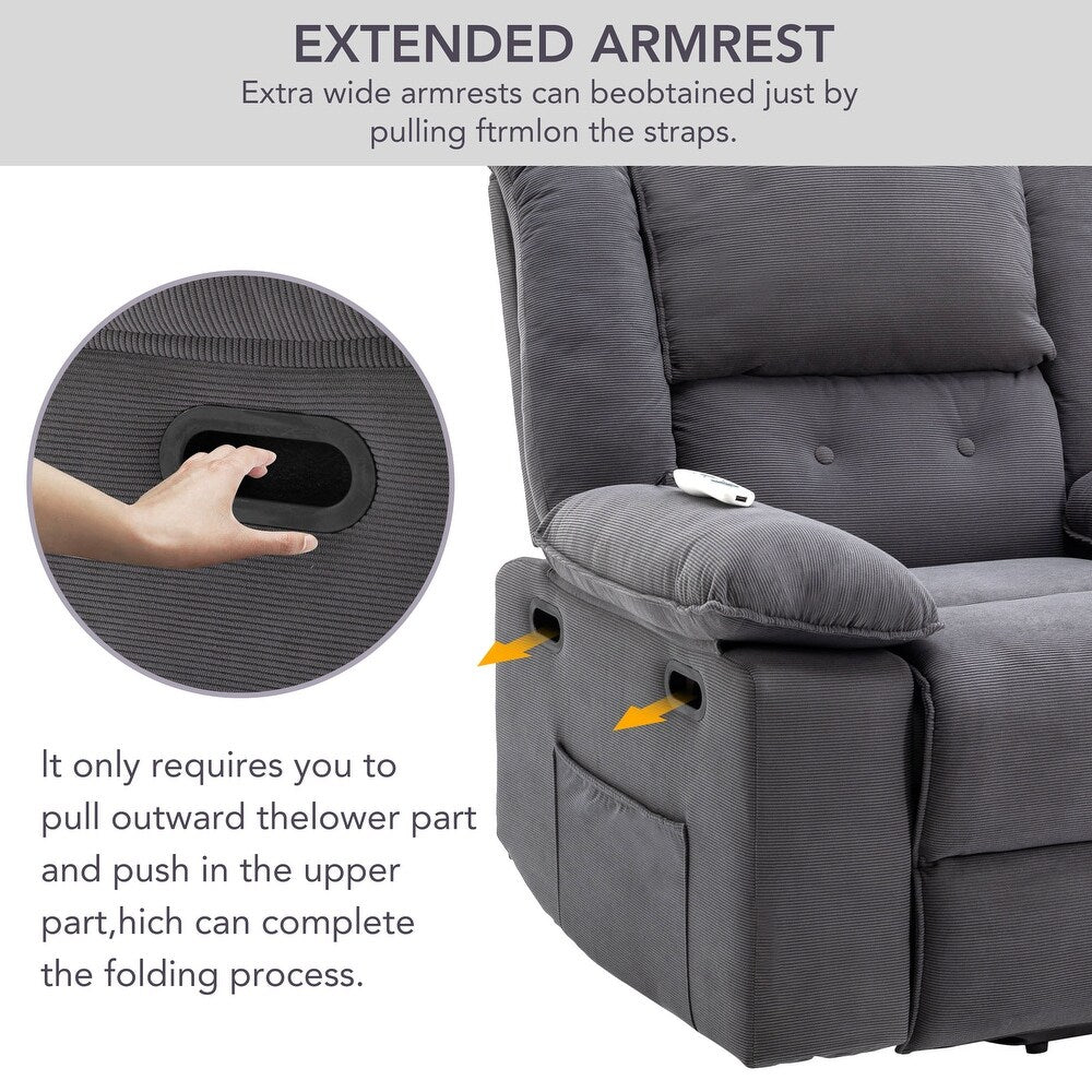 Massage Recliner Power Lift Chair Adjustable Massage and Heating Function - Gray - $415