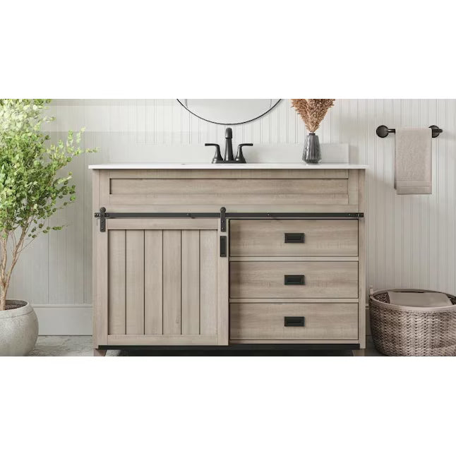Style Selections Morriston 48-in White Single Sink Bathroom Vanity with  Stone Top - $360