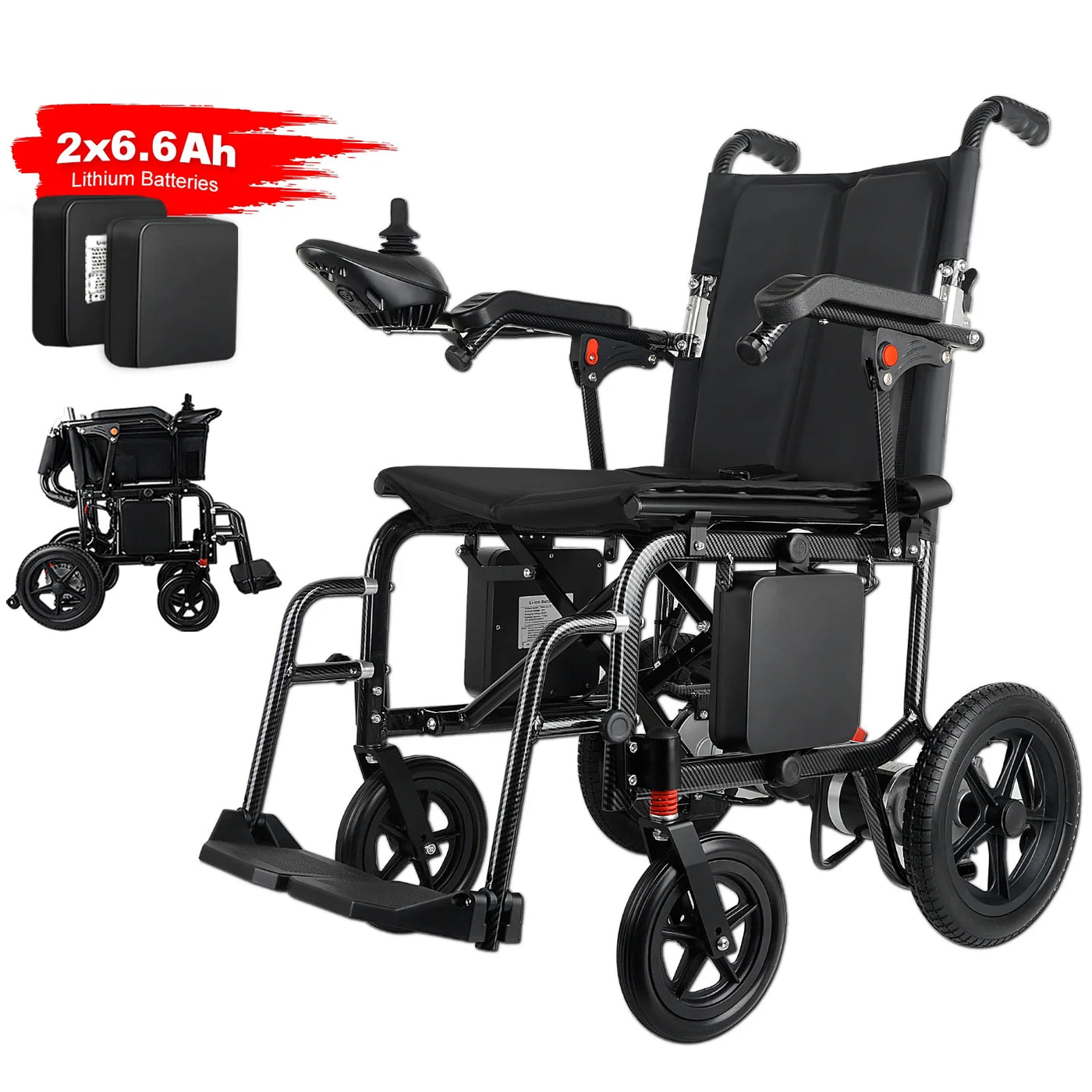 Ontrip Electric Wheelchair for Adult Weight 48Lbs Dual Lithium Battery Black - $400