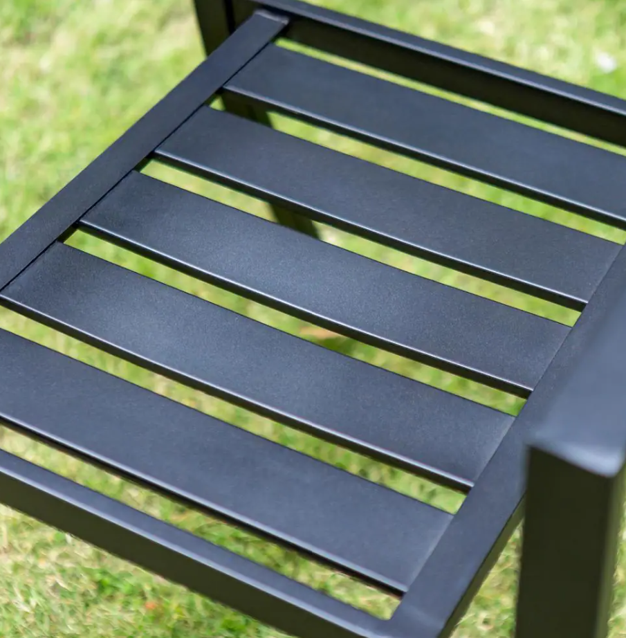 PHI VILLA Black Expandable Outdoor Dining Table & Black Dining Chairs (6-Pack) - $450