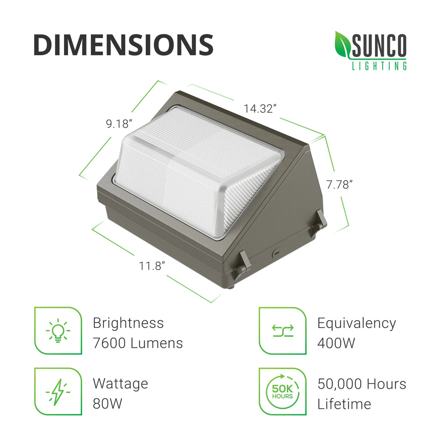 Sunco LED Wall Pack, 80W, 7600 Lumens - $40