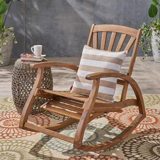 Kelsey Outdoor Acacia Wood Rocking Chair with Footrest, Teak - $110