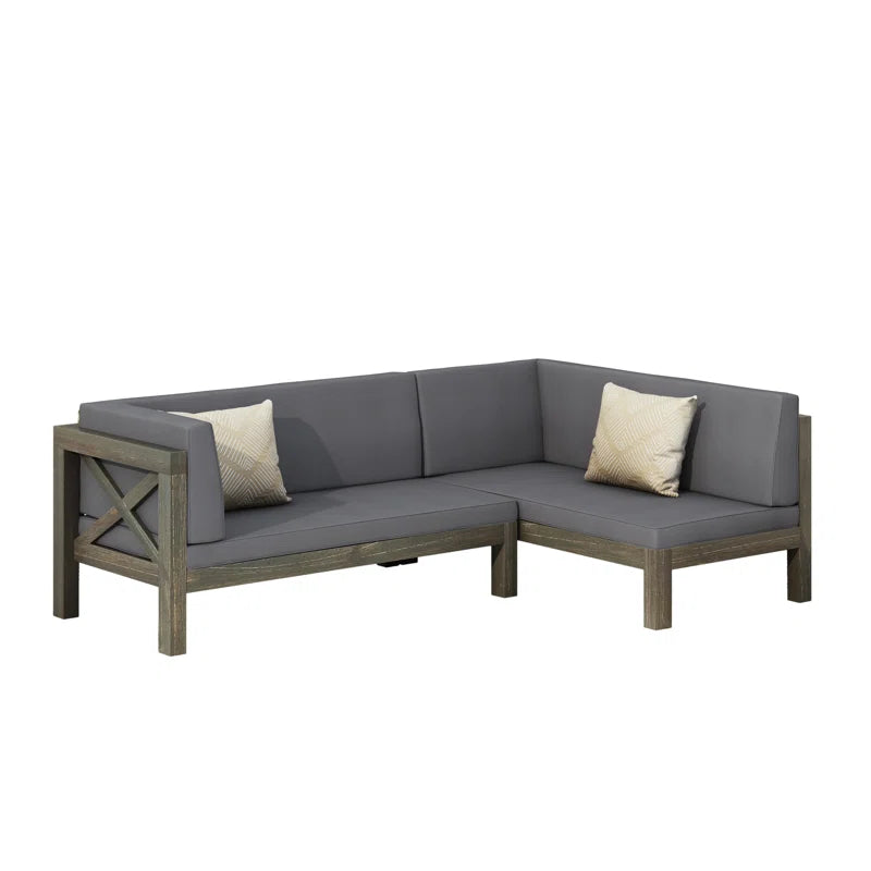 Suvada 58.25" Wide Outdoor L-Shaped Patio Sectional with Cushions - $350