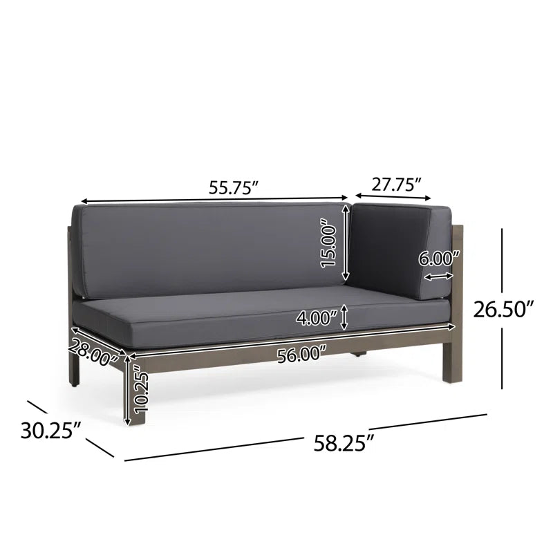 Suvada 58.25" Wide Outdoor L-Shaped Patio Sectional with Cushions - $350