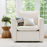 Swivel Accent Chair, 34'' Wide Upholstered Arm Chair with Plump Back Pillow - $205