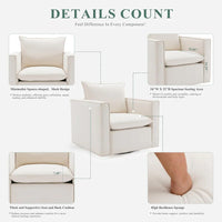 Swivel Accent Chair, 34'' Wide Upholstered Arm Chair with Plump Back Pillow - $205