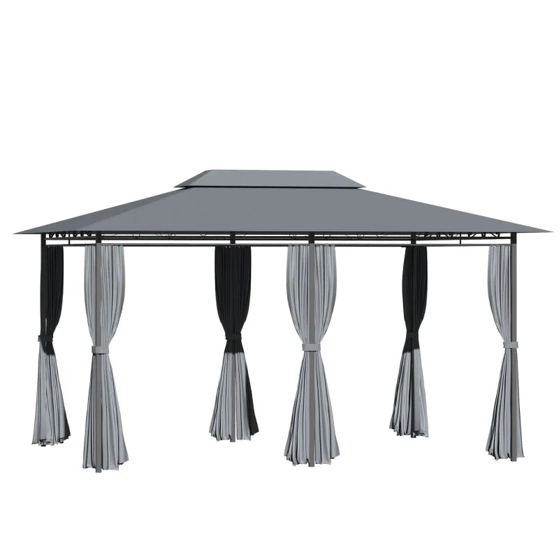 Outsunny 10' x 13' Outdoor Soft Top Gazebo Pergola with Curtains, Sage Grey - $255