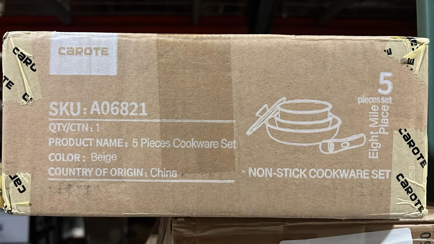 CAROTE Nonstick Cookware Sets, Oven Safe (White 5 PCS) - $30