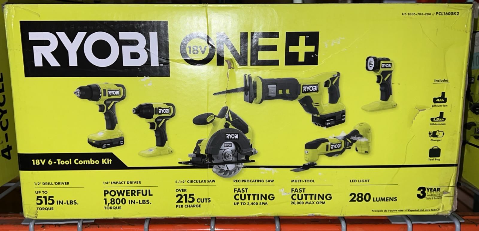 Ryobi 18v 6 piece best sale combo kit