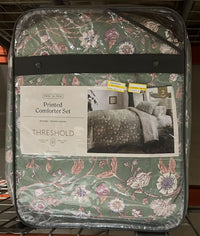 Boho Reversible Printed Comforter & Sham Set Green Floral (twin/twin xl) - Threshold - $30