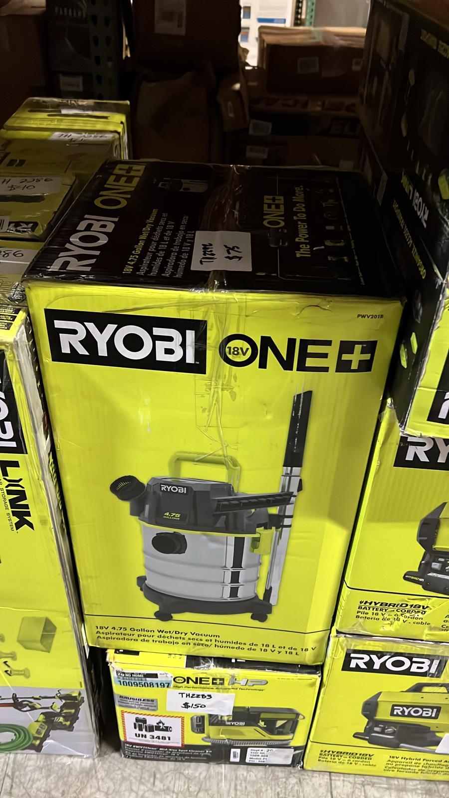 RYOBI ONE+ 18V Cordless 4.75 Gallon Wet/Dry Vacuum (Tool Only) - $75