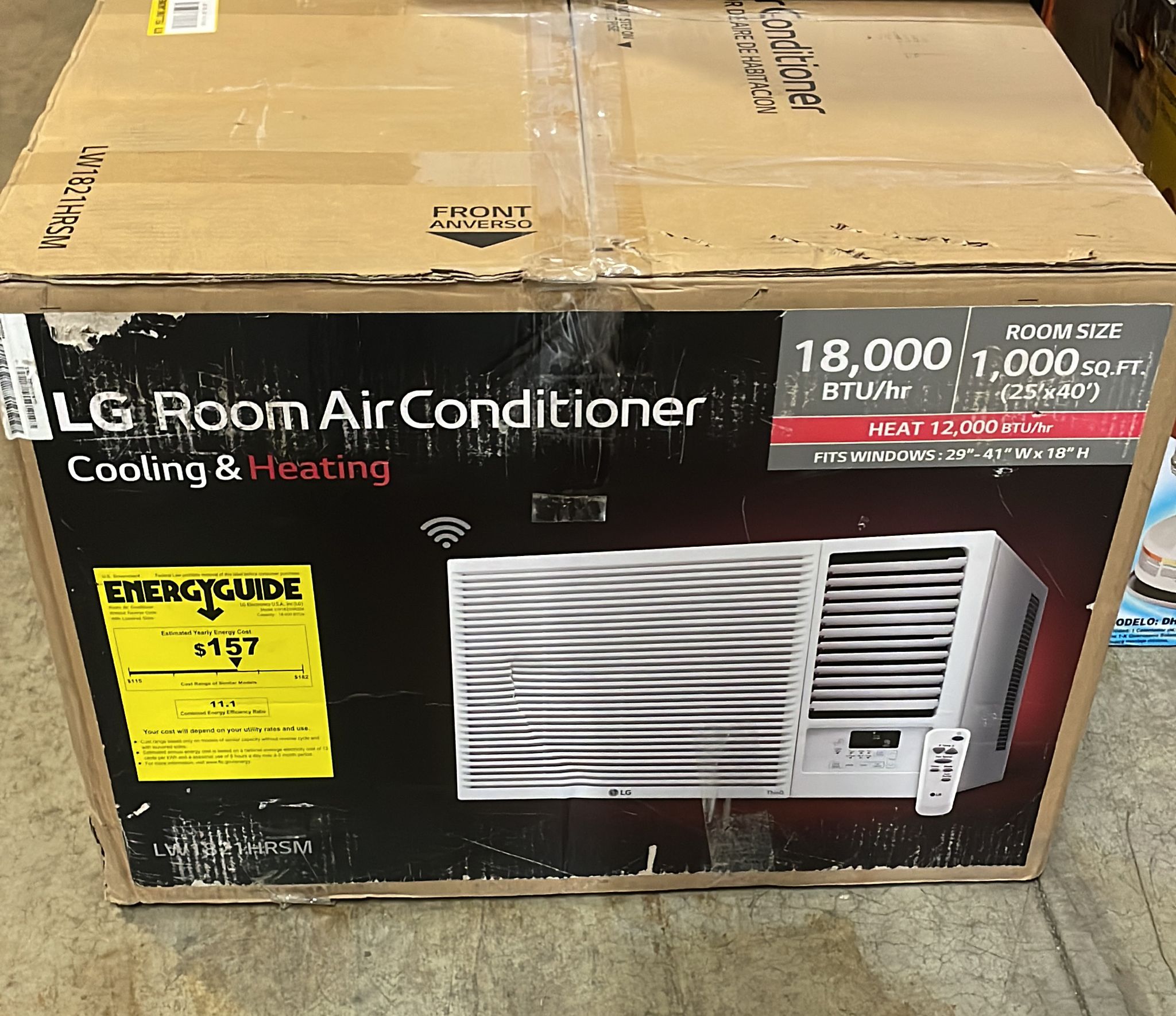 LG 18,000 BTU 230/208V Window Air Conditioner Cools 1000 Sq. Ft. - $440