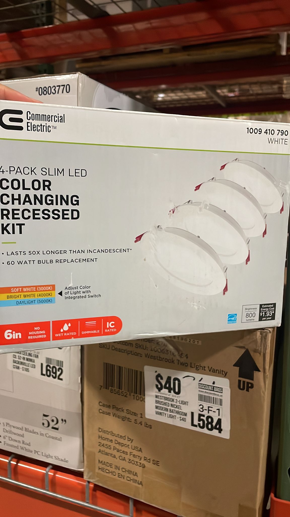 Ultra Slim 6 in. Adjustable CCT IC Rated Dimmable LED Recessed Light Kit (4-Pack) - $55