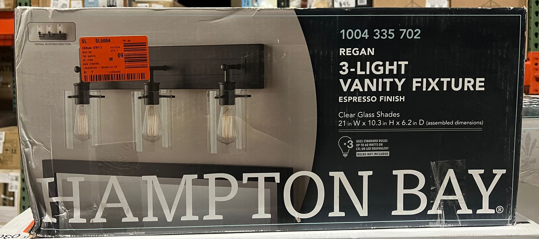 Regan 21 in. 3-Light Espresso Bronze Bathroom Vanity Light with Clear Glass Shades - $55