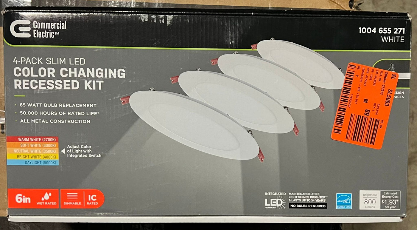 Ultra Slim 6 in. Adjustable CCT Dimmable LED Recessed Light Kit (4-Pack) - $55