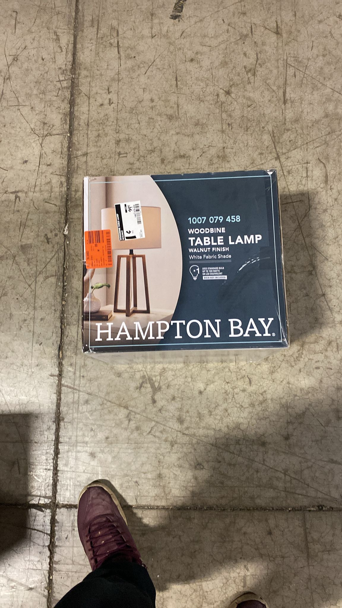 Hampton Bay Woodbine 23.5 in. Walnut Wood Table Lamp - $35