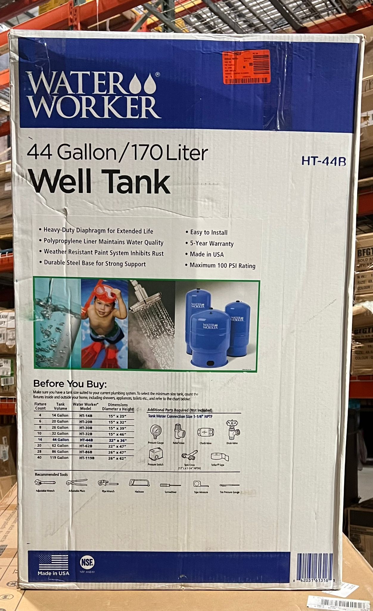 Water Worker 44 Gal. Pressurized Well Tank - $210