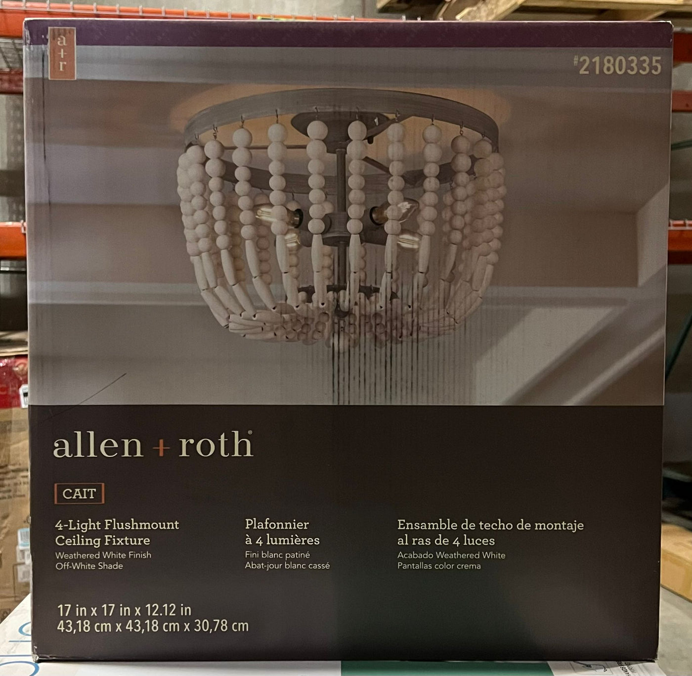 allen + roth Cait 4-Light 17-in Off White Flush Mount Light - $70