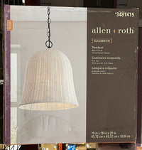 allen + roth Elizabeth Black Canopy with White Rattan Shade Bell Pendant Light - $85