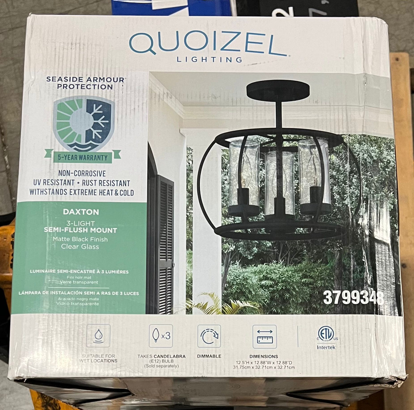 Quoizel Daxton 3-Light 12.88-in Matte Black Outdoor Semi-Flush mount light - $85