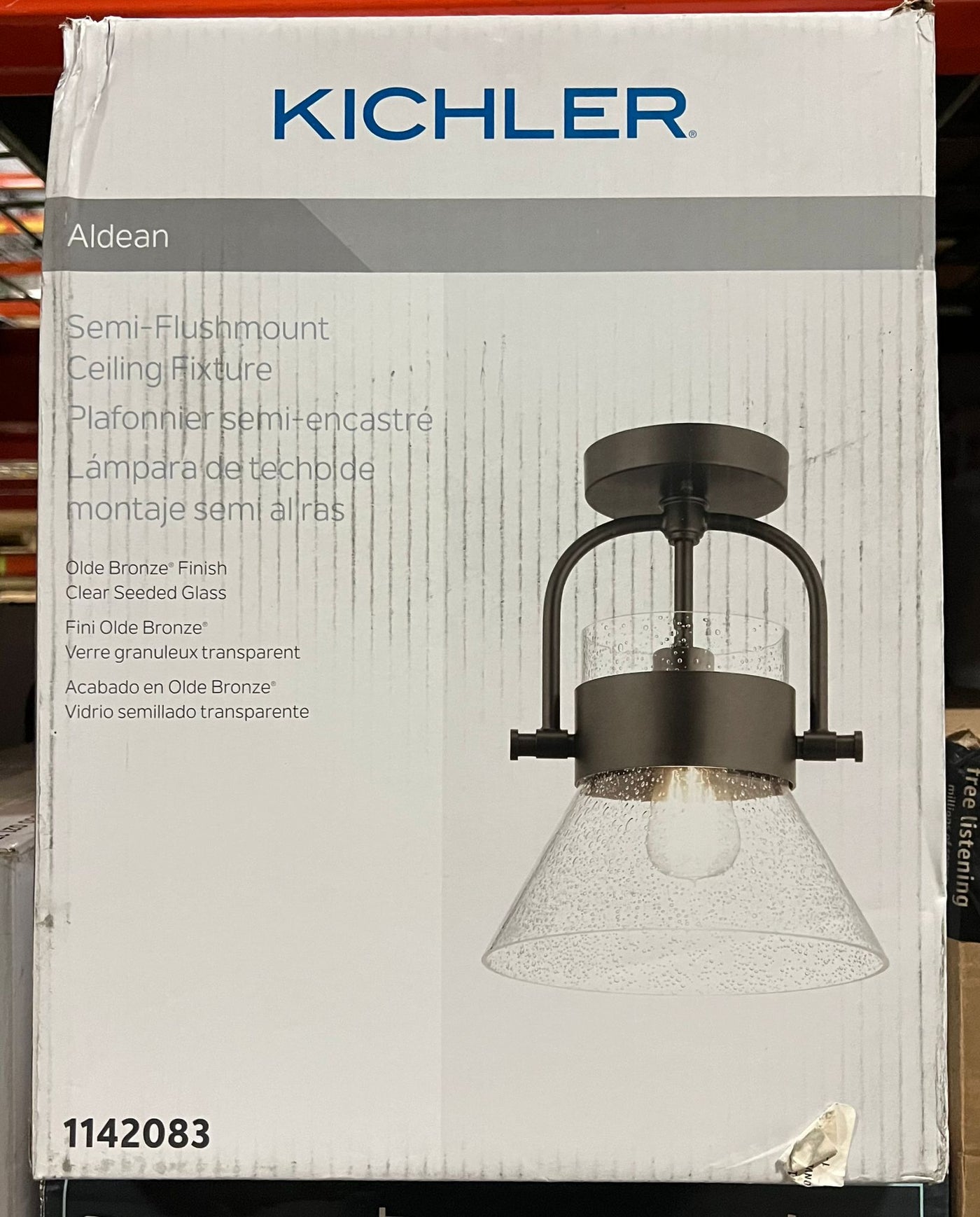 Kichler Aldean 1-Light 10-in Olde Bronze Semi-Flush mount light - $55