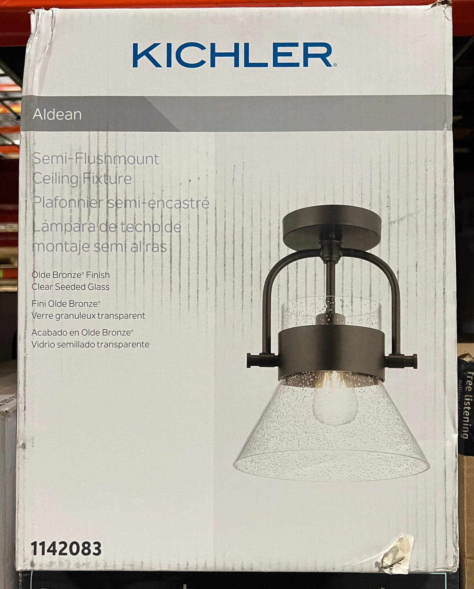 Kichler Aldean 1-Light 10-in Olde Bronze Semi-Flush mount light - $55