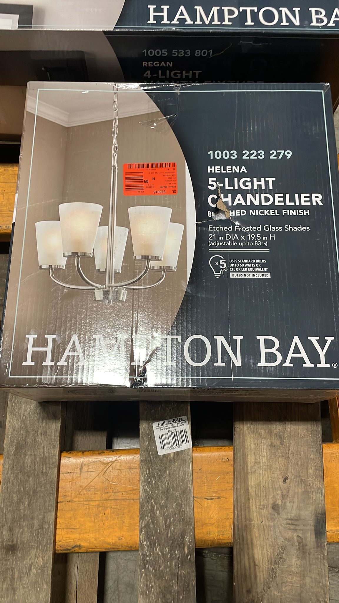 Hampton Bay Helena 21 in 5-Light Brushed Nickel Hanging Chandelier - $50