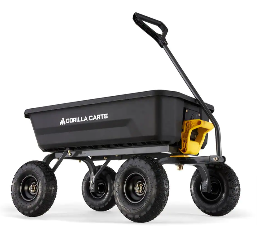 GORILLA CARTS 4 cu. ft. Poly Garden Dump Garden Cart - $90