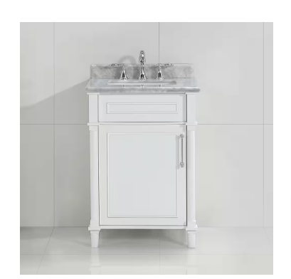 Aberdeen 24 in. W x 20 in. D x 34 in. H Single Sink Bath Vanity in White - $485