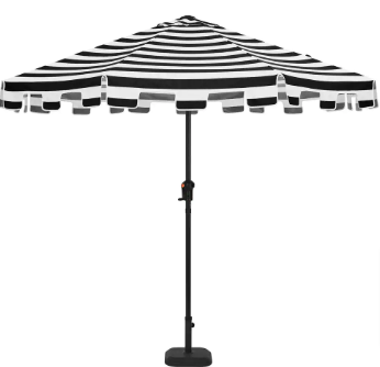 Hampton Bay 9 ft. Crank and Auto Tilt Patio Umbrella, Cabana Black/White Stripe - $70