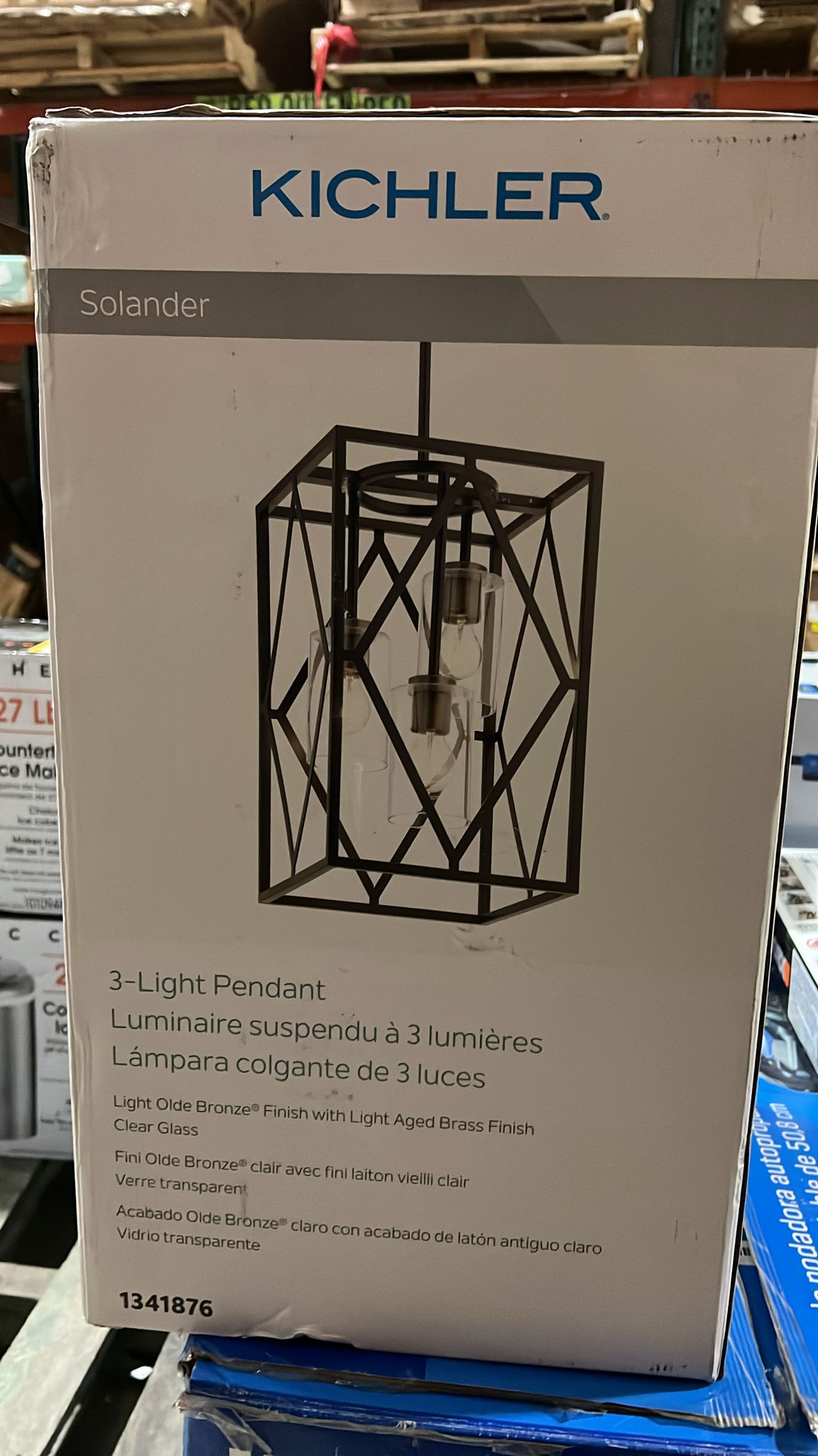 Kichler Solander 3-Light Olde Bronze Geometric Medium Hanging Pendant Light - $120