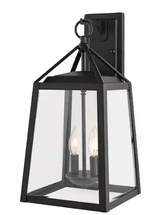 Home Decorators Collection Blakeley Transitional 2-Light Black Outdoor Wall Light - $50
