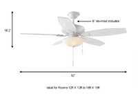 Hampton Bay North Pond 52 in. Indoor/Outdoor LED Matte White Ceiling Fan - $70